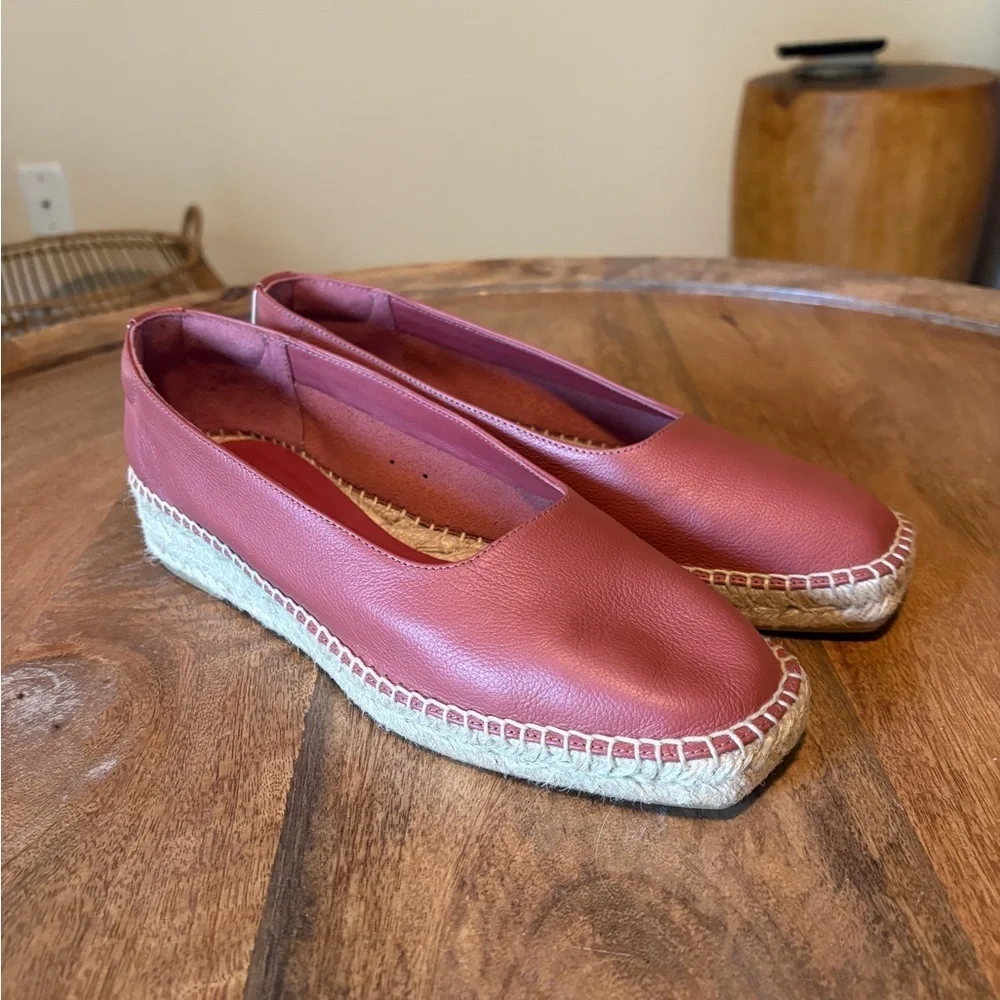 Everlane Rose Pink Square toe Espadrille Flats Size 9 1/2